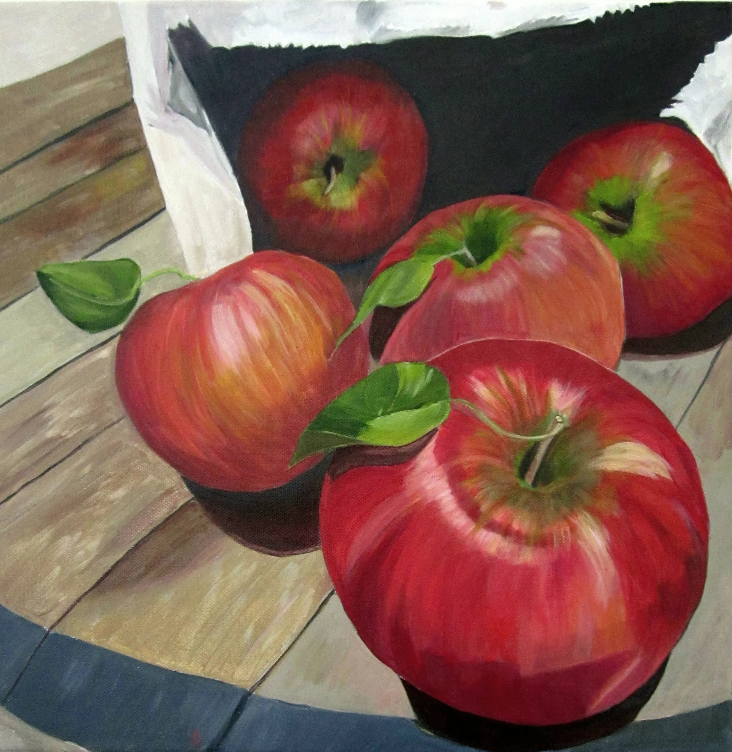 acrylic painting of red delicious apples by artist Shona Jones