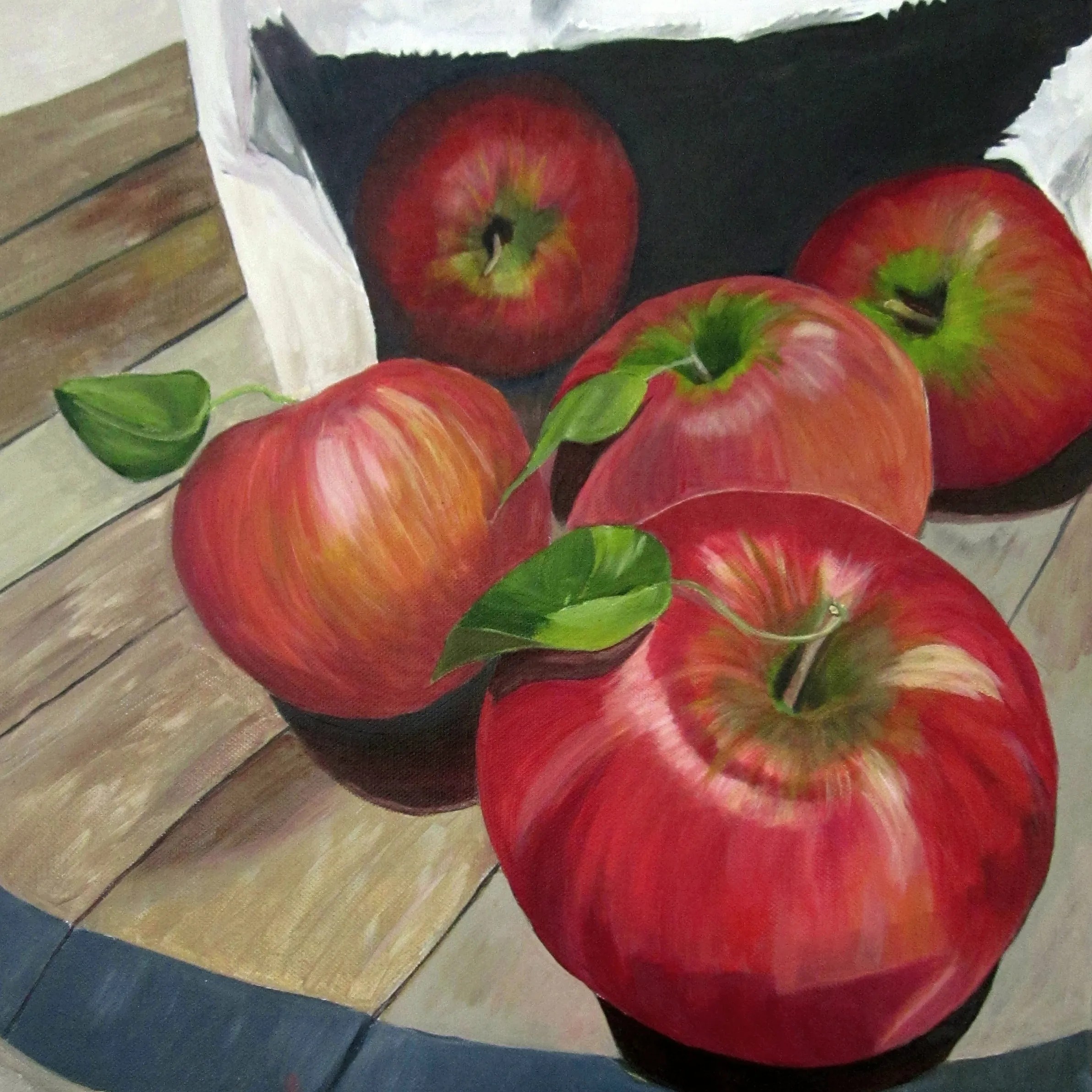 acrylic painting of red delicious apples by artist Shona Jones