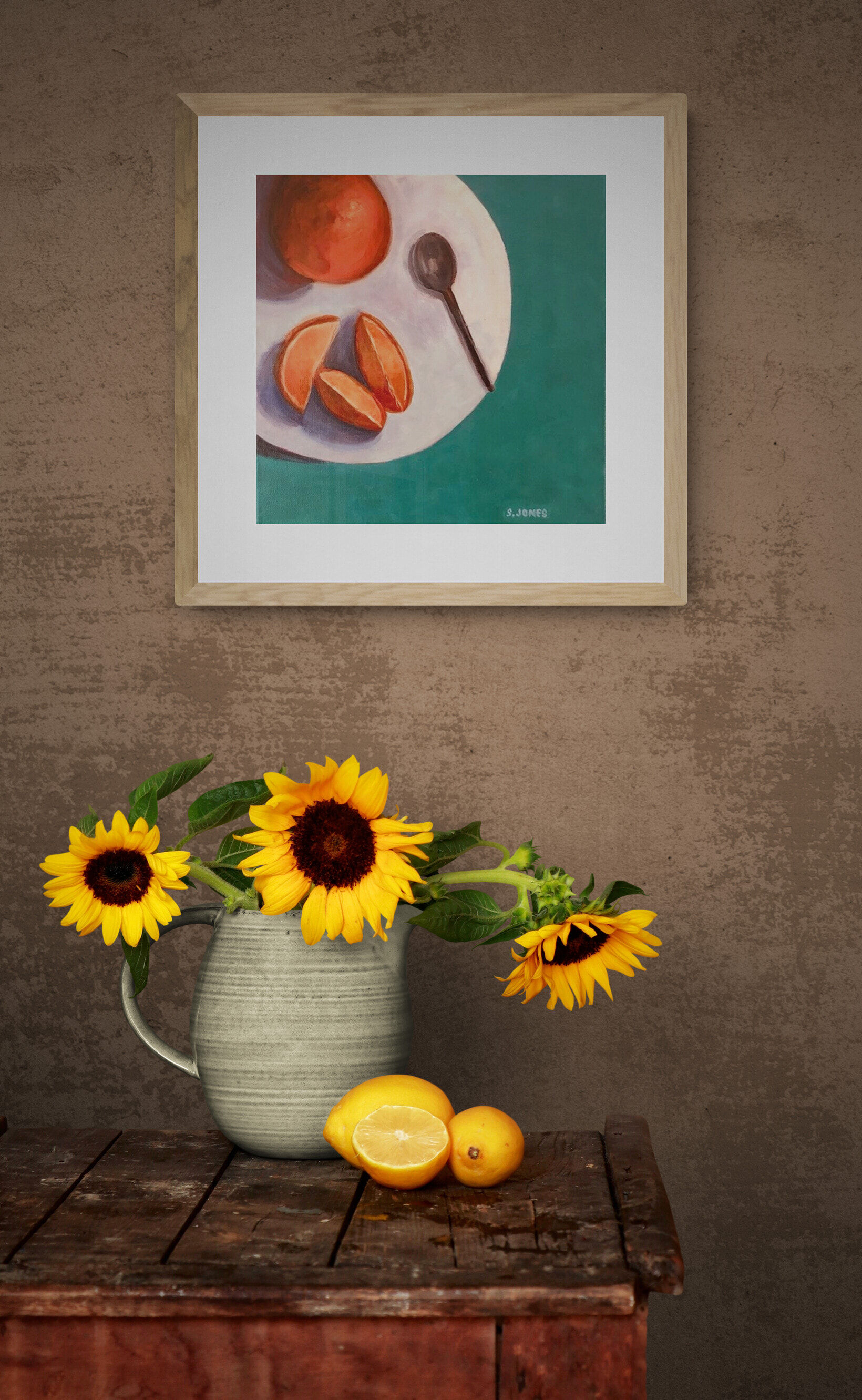 Rustic_bench_with_sunflowers_in_jug